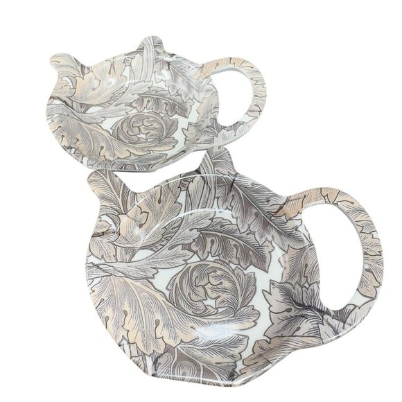 W Morris Acanthus Melamine Teabag Tidy Victorian The Leonardo Collection Set 2 - Picture 1 of 13